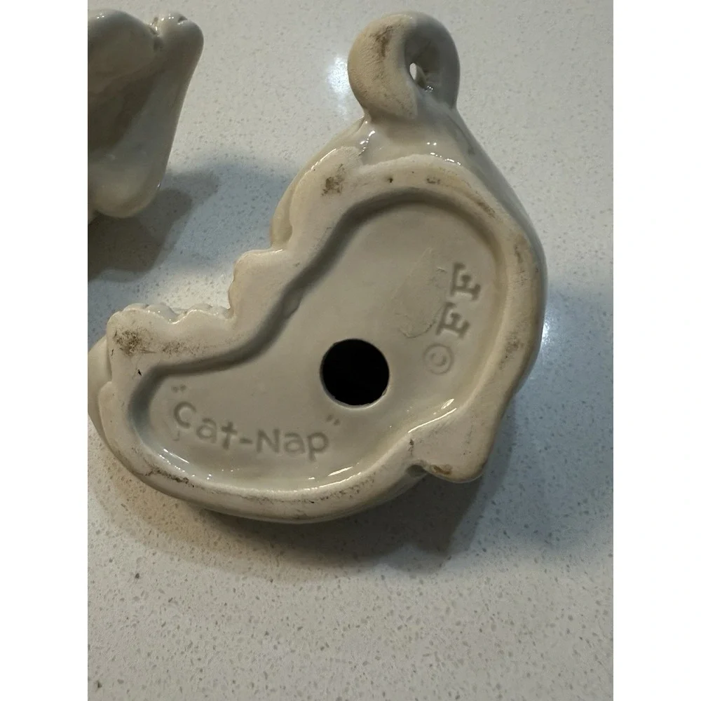 Vtg Fitz And Floyd Cat Nap Salt Pepper Shakers Sleeping‎ Kittens Ceramic